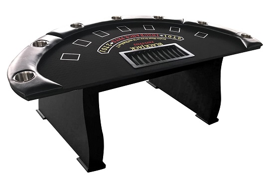 Blackjack Table: Wood Slab legs and Cup Holders , 72" x 36" main image